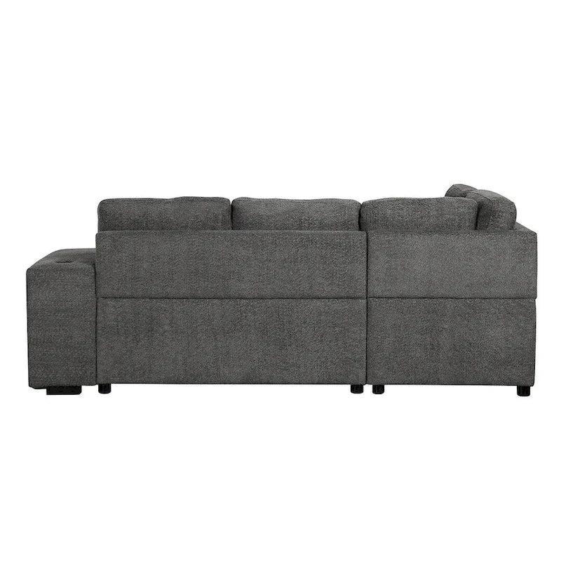 88-Inch Convertible Sectional Sleeper Sofa Bed with Storage Ottoman, USB Ports, Chenille Fabric for Living Room