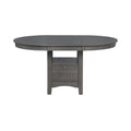 Wood Dining Table with Storage Shelves - Medium Grey Finish with Cabinet and Open Display