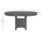 Wood Dining Table with Storage Shelves - Medium Grey Finish with Cabinet and Open Display