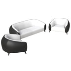 3-Piece Modern Sofa Set with Vegan Leather, Solid Wood Frame, Steel Legs, Foam Cushions for Living Room