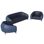 3-Piece Modern Sofa Set with Vegan Leather, Solid Wood Frame, Steel Legs, Foam Cushions for Living Room