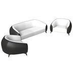 3-Piece Modern Sofa Set with Vegan Leather, Solid Wood Frame, Steel Legs, Foam Cushions for Living Room