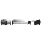 3-Piece Modern Sofa Set with Vegan Leather, Solid Wood Frame, Steel Legs, Foam Cushions for Living Room