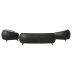 3-Piece Modern Sofa Set with Vegan Leather, Solid Wood Frame, Steel Legs, Foam Cushions for Living Room