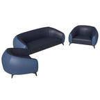 3-Piece Modern Sofa Set with Vegan Leather, Solid Wood Frame, Steel Legs, Foam Cushions for Living Room