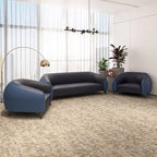 3-Piece Modern Sofa Set with Vegan Leather, Solid Wood Frame, Steel Legs, Foam Cushions for Living Room