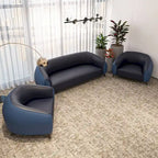 3-Piece Modern Sofa Set with Vegan Leather, Solid Wood Frame, Steel Legs, Foam Cushions for Living Room