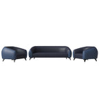 3-Piece Modern Sofa Set with Vegan Leather, Solid Wood Frame, Steel Legs, Foam Cushions for Living Room