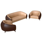 3-Piece Modern Sofa Set with Vegan Leather, Solid Wood Frame, Steel Legs, Foam Cushions for Living Room
