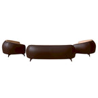 3-Piece Modern Sofa Set with Vegan Leather, Solid Wood Frame, Steel Legs, Foam Cushions for Living Room
