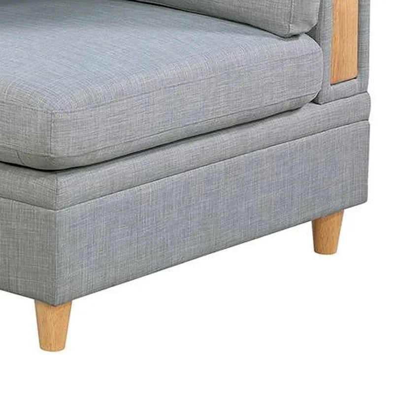 37-Inch Modular Corner Sofa Chair with Light Gray Fabric, Wood Legs, Padded Cushions for Living Room