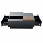 Modern Square Wood Coffee Table with Movable Top 4 Hidden Storage Drawers High Gloss MDF 31.5-40.9 Inch