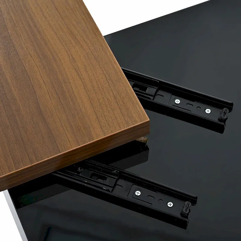 Modern Square Wood Coffee Table with Movable Top 4 Hidden Storage Drawers High Gloss MDF 31.5-40.9 Inch