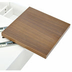 Modern Square Wood Coffee Table with Movable Top 4 Hidden Storage Drawers High Gloss MDF 31.5-40.9 Inch