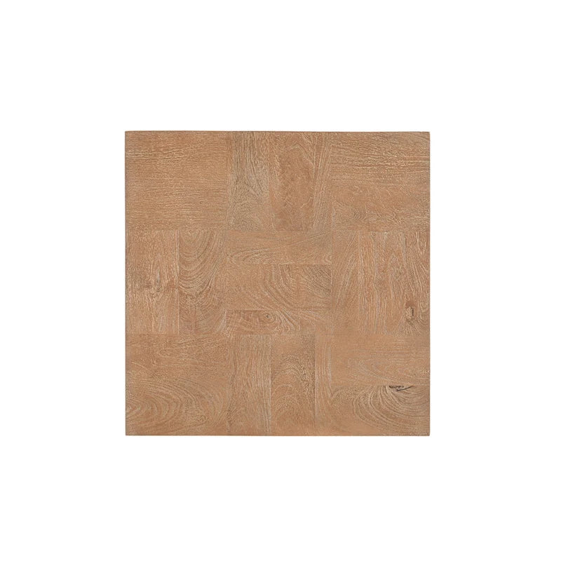 Modern Handcrafted Solid Mango Wood Side Table with Neutral Finish, Clean Lines for Living Room