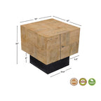 Modern Handcrafted Solid Mango Wood Side Table with Neutral Finish, Clean Lines for Living Room