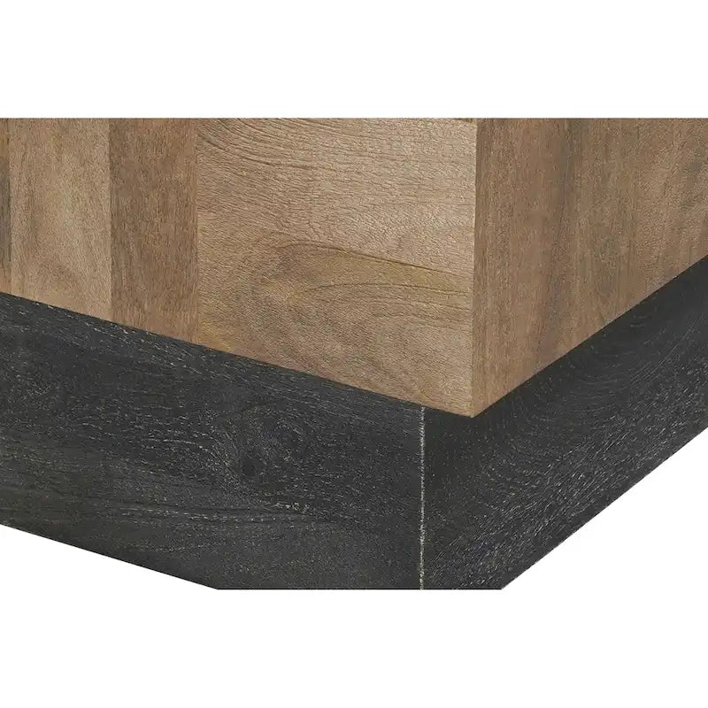 Modern Handcrafted Solid Mango Wood Side Table with Neutral Finish, Clean Lines for Living Room