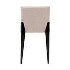 Industrial Dining Chairs Set of 4 - Metal Frame Fabric Upholstered - Beige/Grey Black - Modern Square Backrest Padded Seats