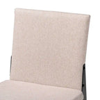 Industrial Dining Chairs Set of 4 - Metal Frame Fabric Upholstered - Beige/Grey Black - Modern Square Backrest Padded Seats