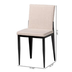 Industrial Dining Chairs Set of 4 - Metal Frame Fabric Upholstered - Beige/Grey Black - Modern Square Backrest Padded Seats