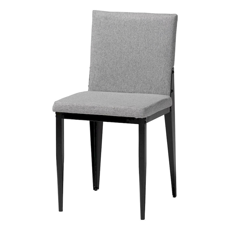 Industrial Dining Chairs Set of 4 - Metal Frame Fabric Upholstered - Beige/Grey Black - Modern Square Backrest Padded Seats