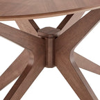 63-Inch Mid-Century Modern Oval Dining Table with Walnut Finish, Sunburst Inlay, Splayed Legs, Seats 4