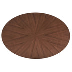 63-Inch Mid-Century Modern Oval Dining Table with Walnut Finish, Sunburst Inlay, Splayed Legs, Seats 4