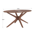 63-Inch Mid-Century Modern Oval Dining Table with Walnut Finish, Sunburst Inlay, Splayed Legs, Seats 4