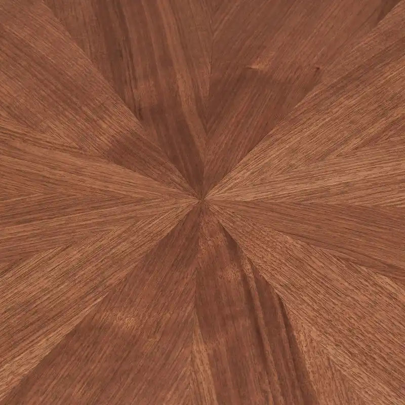 63-Inch Mid-Century Modern Oval Dining Table with Walnut Finish, Sunburst Inlay, Splayed Legs, Seats 4