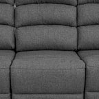 74-Inch Manual Recliner Sofa, 3-Seater with Gray Burlap Upholstery, Tufted Headrest, Solid Wood Frame