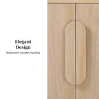 64-Inch Modern Sideboard Buffet Cabinet with Waterfall Edges, Wooden Handles, Storage Shelves, MDF Laminate for Dining Room