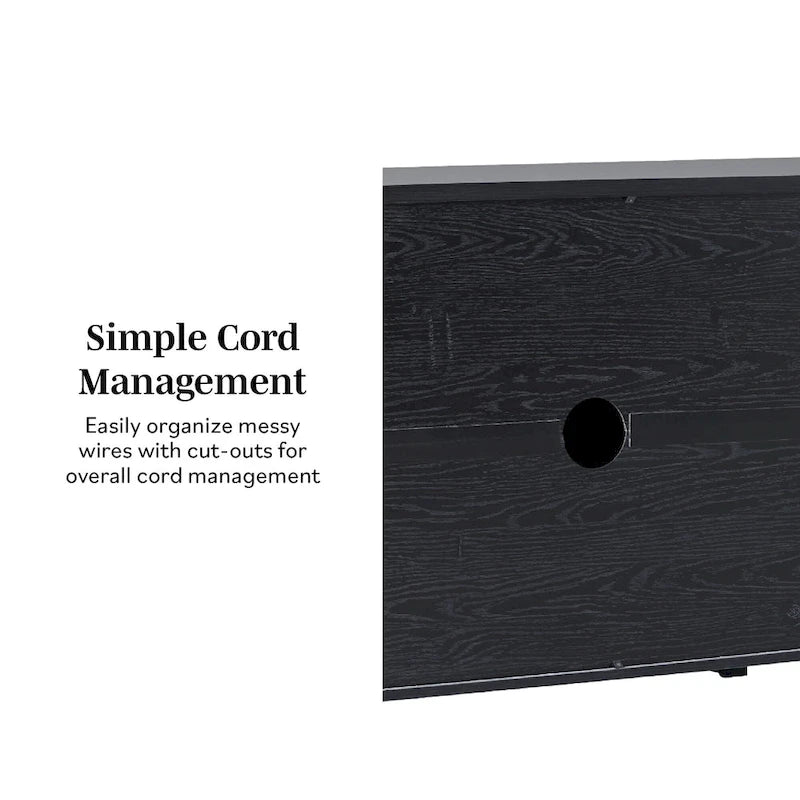 64-Inch Modern Sideboard Buffet Cabinet with Waterfall Edges, Wooden Handles, Storage Shelves, MDF Laminate for Dining Room