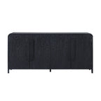 64-Inch Modern Sideboard Buffet Cabinet with Waterfall Edges, Wooden Handles, Storage Shelves, MDF Laminate for Dining Room