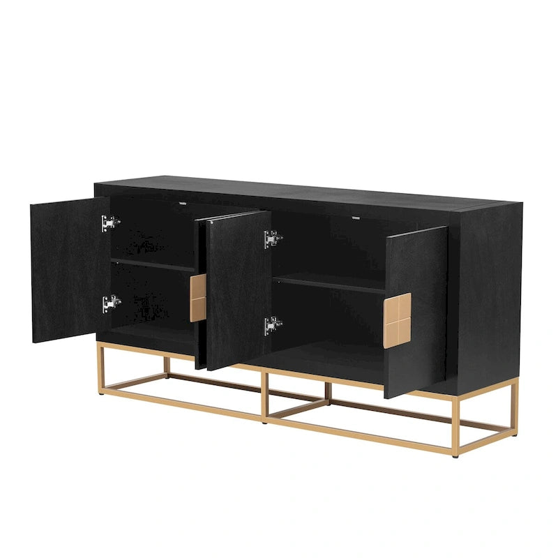 Modern 4-Door Sideboard with 3 Adjustable Shelves - MDF Storage Cabinet for Dining Room Kitchen - Elegant Design