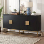 Modern 4-Door Sideboard with 3 Adjustable Shelves - MDF Storage Cabinet for Dining Room Kitchen - Elegant Design
