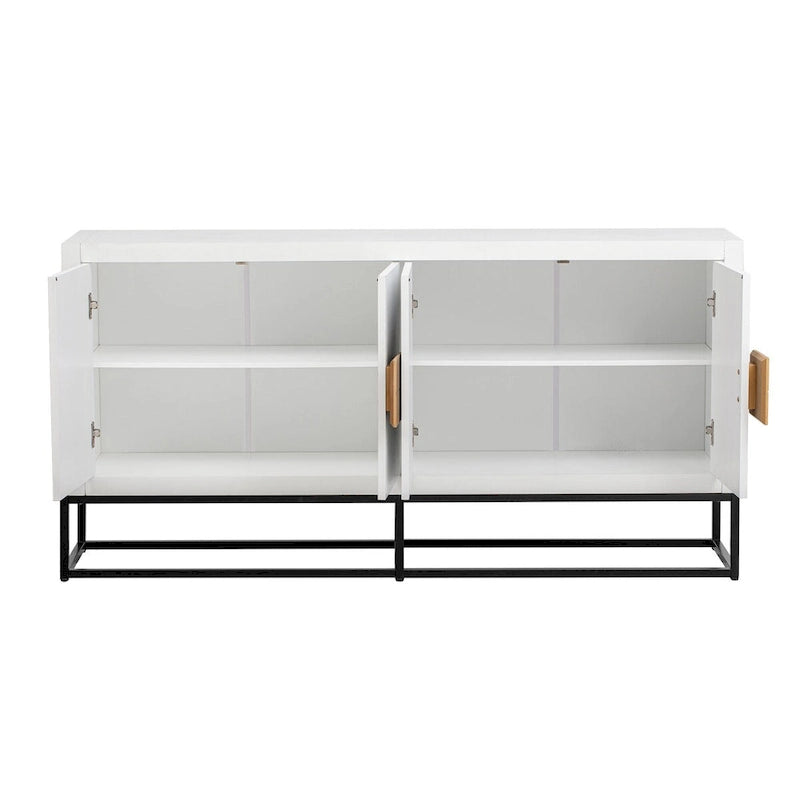Modern 4-Door Sideboard with 3 Adjustable Shelves - MDF Storage Cabinet for Dining Room Kitchen - Elegant Design