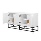 Modern 4-Door Sideboard with 3 Adjustable Shelves - MDF Storage Cabinet for Dining Room Kitchen - Elegant Design