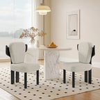 Teddy Fabric Upholstered Dining Chairs Set of 2 - Wingback Design with Wood Legs, High-Density Sponge Cushion, Kitchen Living Room Furniture