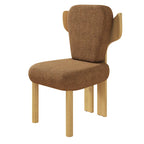 Teddy Fabric Upholstered Dining Chairs Set of 2 - Wingback Design with Wood Legs, High-Density Sponge Cushion, Kitchen Living Room Furniture