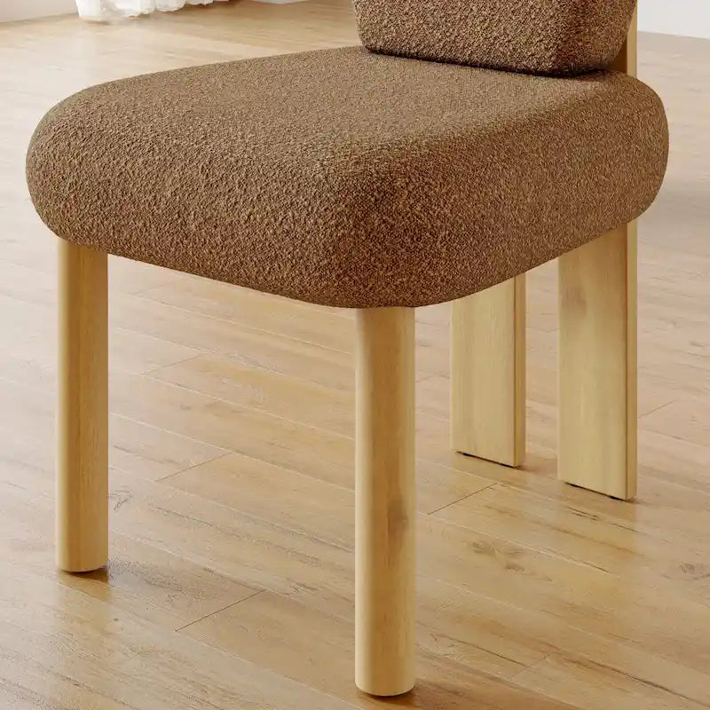Teddy Fabric Upholstered Dining Chairs Set of 2 - Wingback Design with Wood Legs, High-Density Sponge Cushion, Kitchen Living Room Furniture