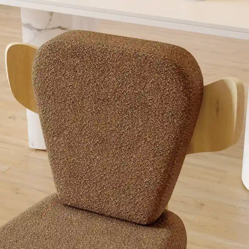 Teddy Fabric Upholstered Dining Chairs Set of 2 - Wingback Design with Wood Legs, High-Density Sponge Cushion, Kitchen Living Room Furniture
