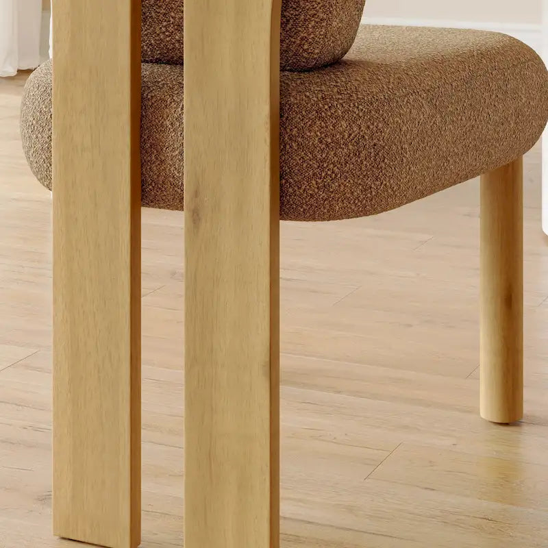 Teddy Fabric Upholstered Dining Chairs Set of 2 - Wingback Design with Wood Legs, High-Density Sponge Cushion, Kitchen Living Room Furniture