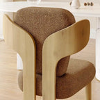 Teddy Fabric Upholstered Dining Chairs Set of 2 - Wingback Design with Wood Legs, High-Density Sponge Cushion, Kitchen Living Room Furniture