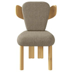Teddy Fabric Upholstered Dining Chairs Set of 2 - Wingback Design with Wood Legs, High-Density Sponge Cushion, Kitchen Living Room Furniture