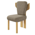 Teddy Fabric Upholstered Dining Chairs Set of 2 - Wingback Design with Wood Legs, High-Density Sponge Cushion, Kitchen Living Room Furniture