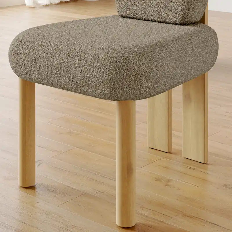 Teddy Fabric Upholstered Dining Chairs Set of 2 - Wingback Design with Wood Legs, High-Density Sponge Cushion, Kitchen Living Room Furniture