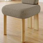 Teddy Fabric Upholstered Dining Chairs Set of 2 - Wingback Design with Wood Legs, High-Density Sponge Cushion, Kitchen Living Room Furniture