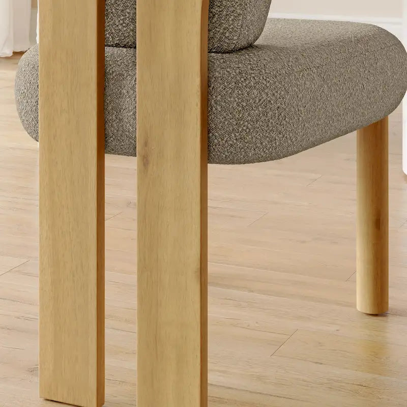 Teddy Fabric Upholstered Dining Chairs Set of 2 - Wingback Design with Wood Legs, High-Density Sponge Cushion, Kitchen Living Room Furniture