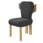 Teddy Fabric Upholstered Dining Chairs Set of 2 - Wingback Design with Wood Legs, High-Density Sponge Cushion, Kitchen Living Room Furniture