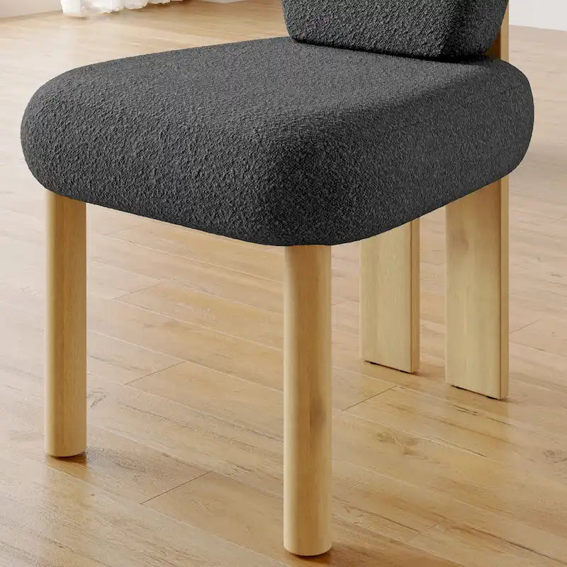 Teddy Fabric Upholstered Dining Chairs Set of 2 - Wingback Design with Wood Legs, High-Density Sponge Cushion, Kitchen Living Room Furniture